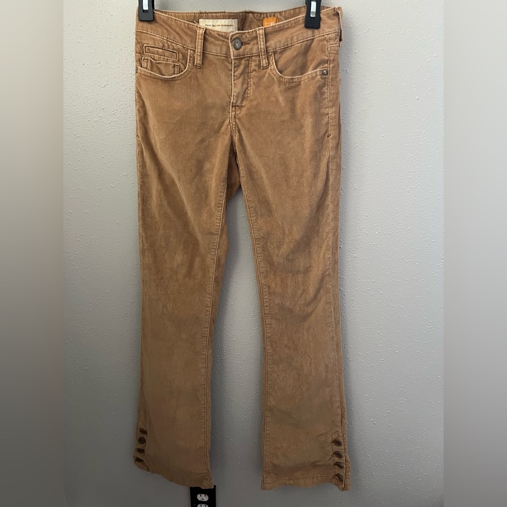 Pilcro and the Letterpress Chestnut Tan Flared Button Hem Corduroy Pants Size 26 - Picture 1 of 12
